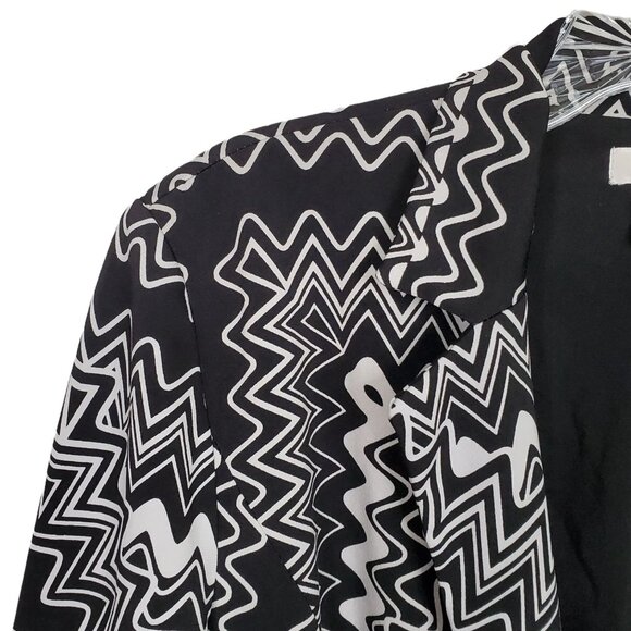 Chicos 2 Size L Jacket Open Front Zig Zag Rick Rack Graphic Artsy Pockets Lined - Picture 3 of 5
